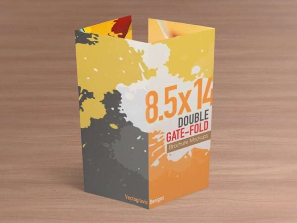 8.5x14 Double Gate Fold Brochure Mockups
