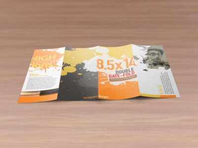 8.5x14 Double Gate Fold Brochure Mockups