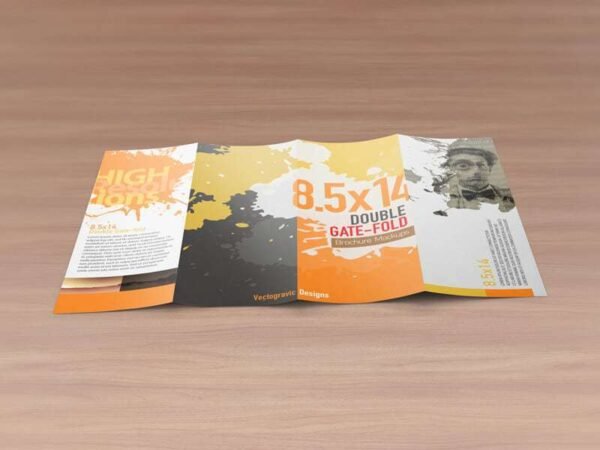 8.5x14 Double Gate Fold Brochure Mockups
