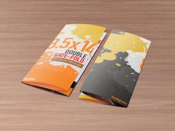 8.5x14 Double Gate Fold Brochure Mockups