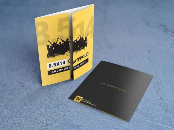 8.5x14 Gatefold Brochure Mockups