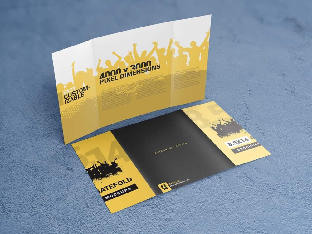  8.5x14 Gatefold Brochure Mockups 