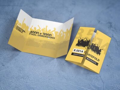 8.5x14 Gatefold Brochure Mockups