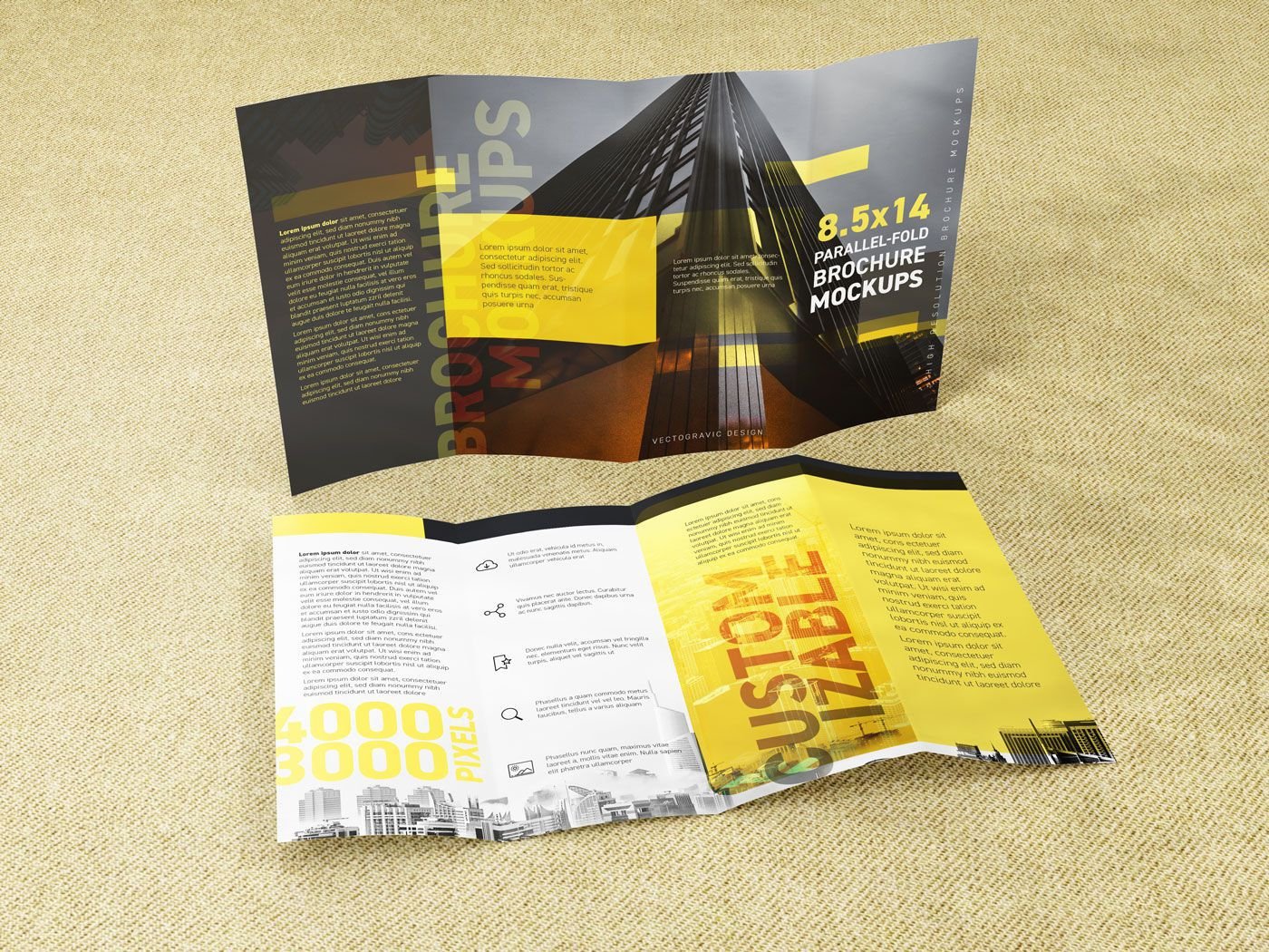 8.5x14 Parallel-fold Brochure Mockups