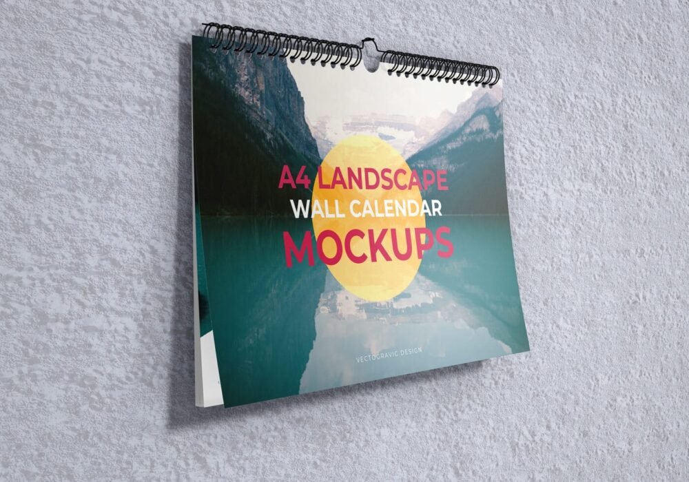  A4 Landscape Wall Calendar Mockups 