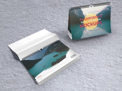 A4 Landscape Wall Calendar Mockups