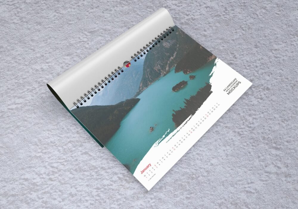  A4 Landscape Wall Calendar Mockups 