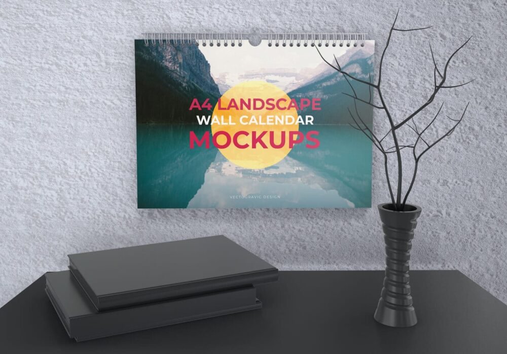  A4 Landscape Wall Calendar Mockups 