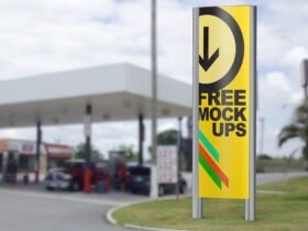 Curved Two-Sided Convex Sign Mockups