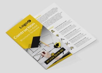 Customizable PSD Construction Trifold Brochure Template