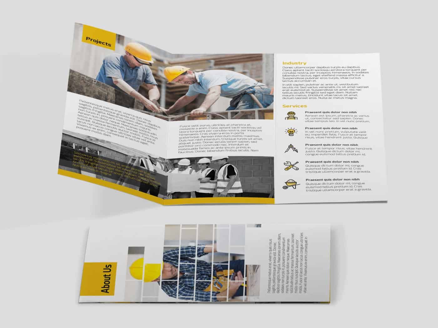 Customizable PSD Construction Trifold Brochure TemplateConstruction Trifold Brochure Template