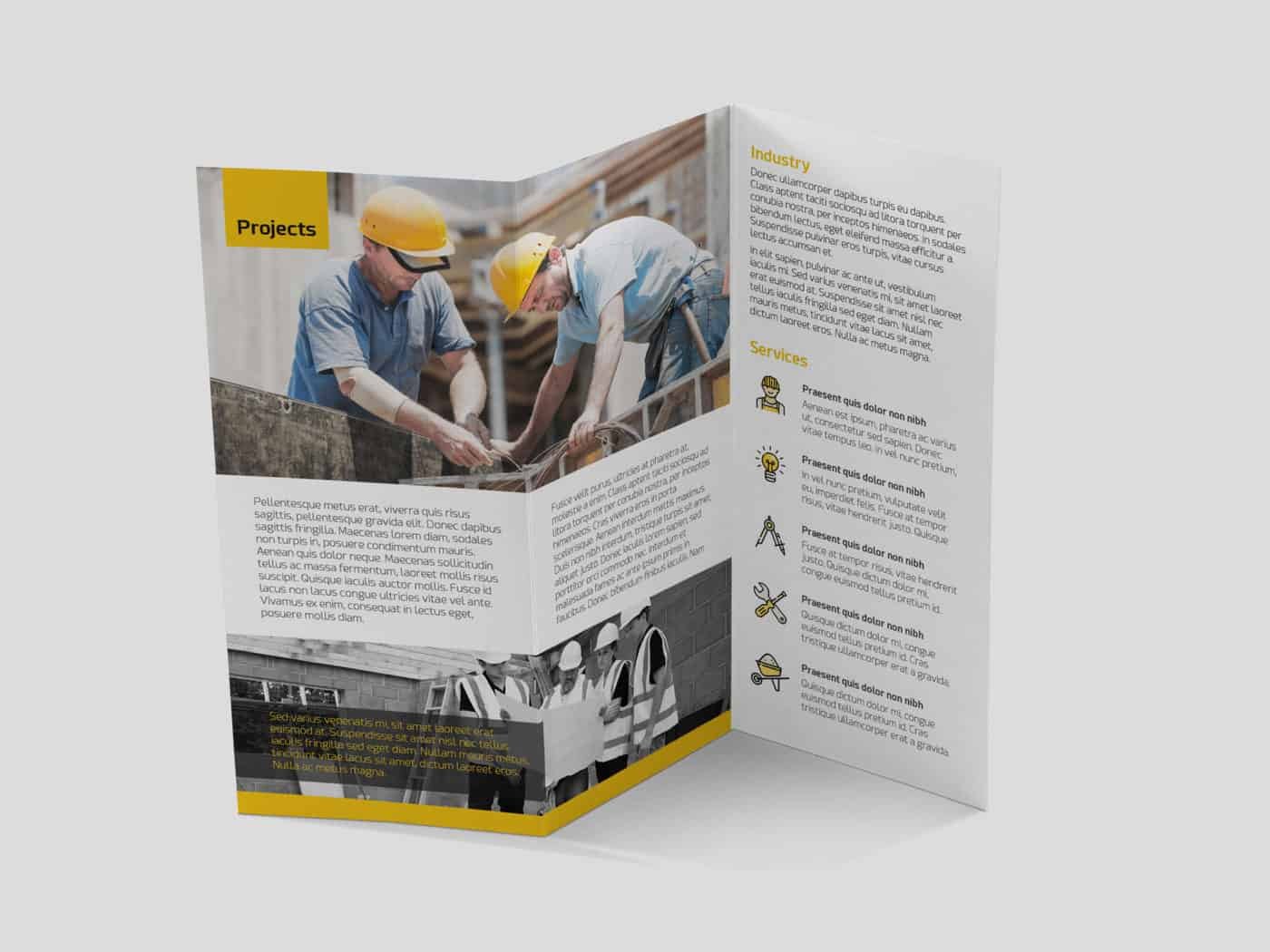 Customizable PSD Construction Trifold Brochure Template