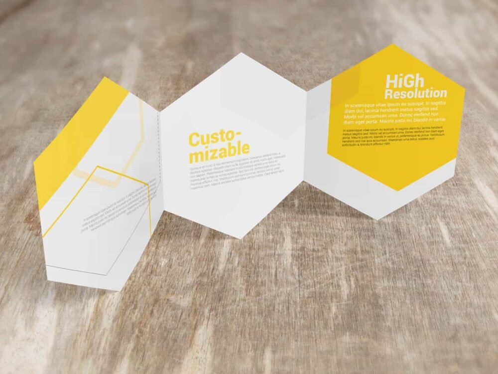  Hexagon Trifold Brochure Mockups 