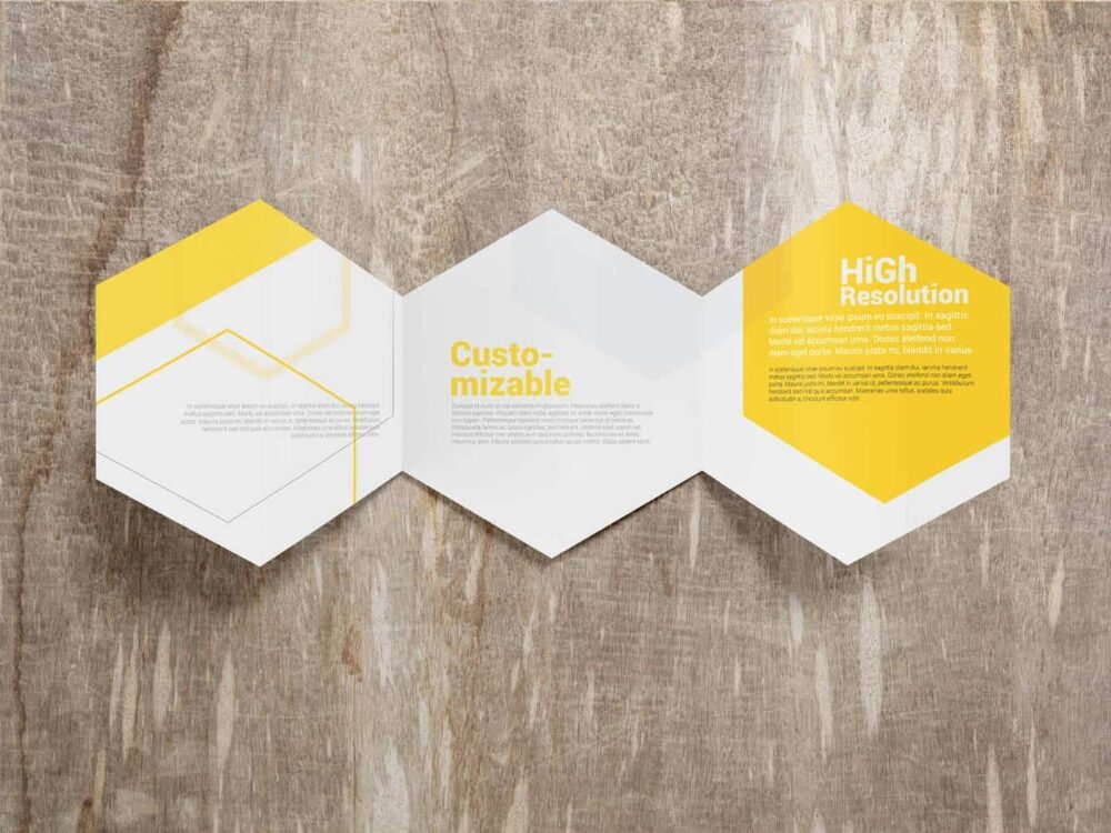  Hexagon Trifold Brochure Mockups 