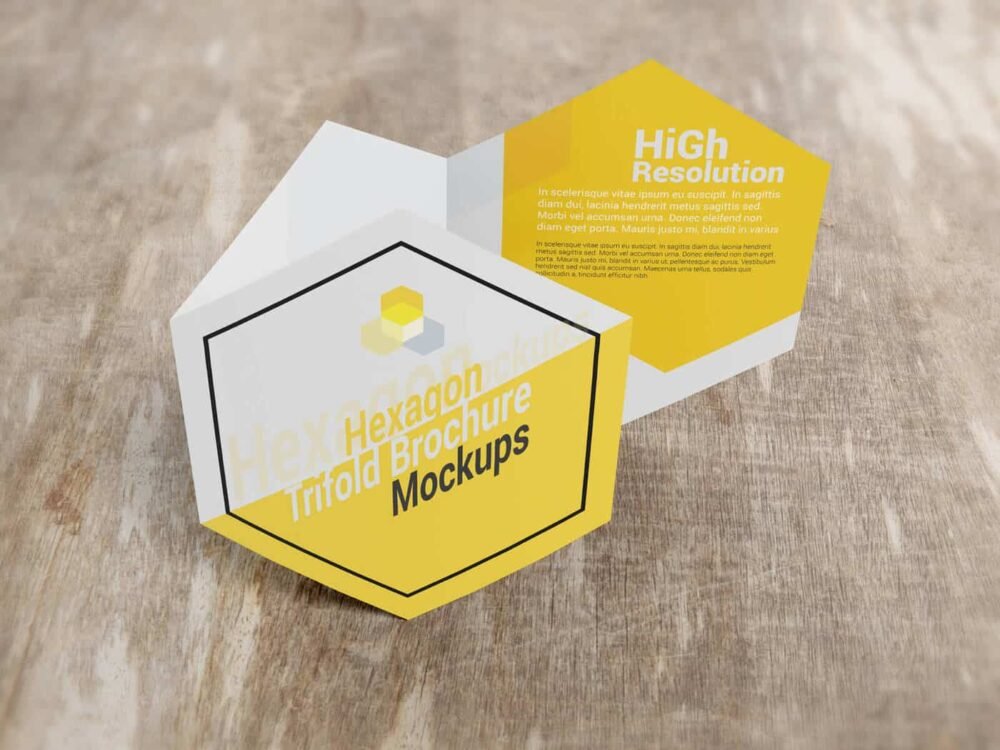  Hexagon Trifold Brochure Mockups 