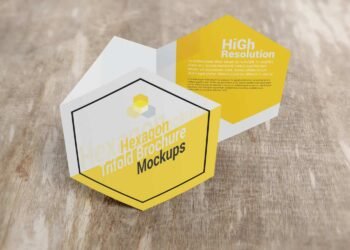 Hexagon Trifold Brochure Mockups