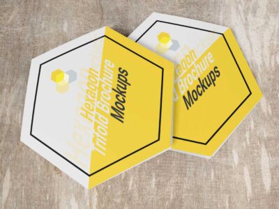 Hexagon Trifold Brochure Mockups