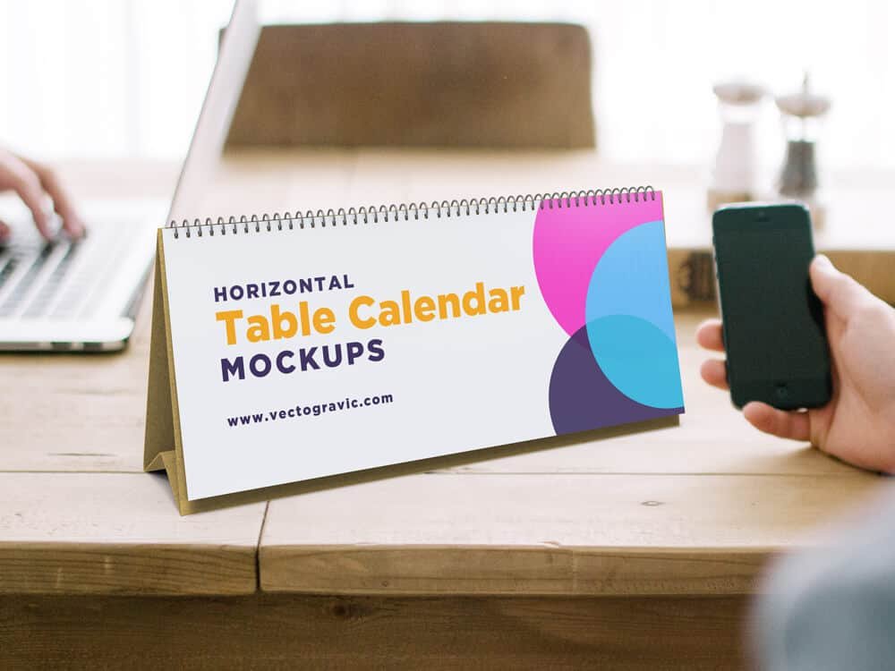 Horizontal Table Calendar Mockups