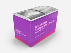 Ice Cream Showcase Cooler Mockup
