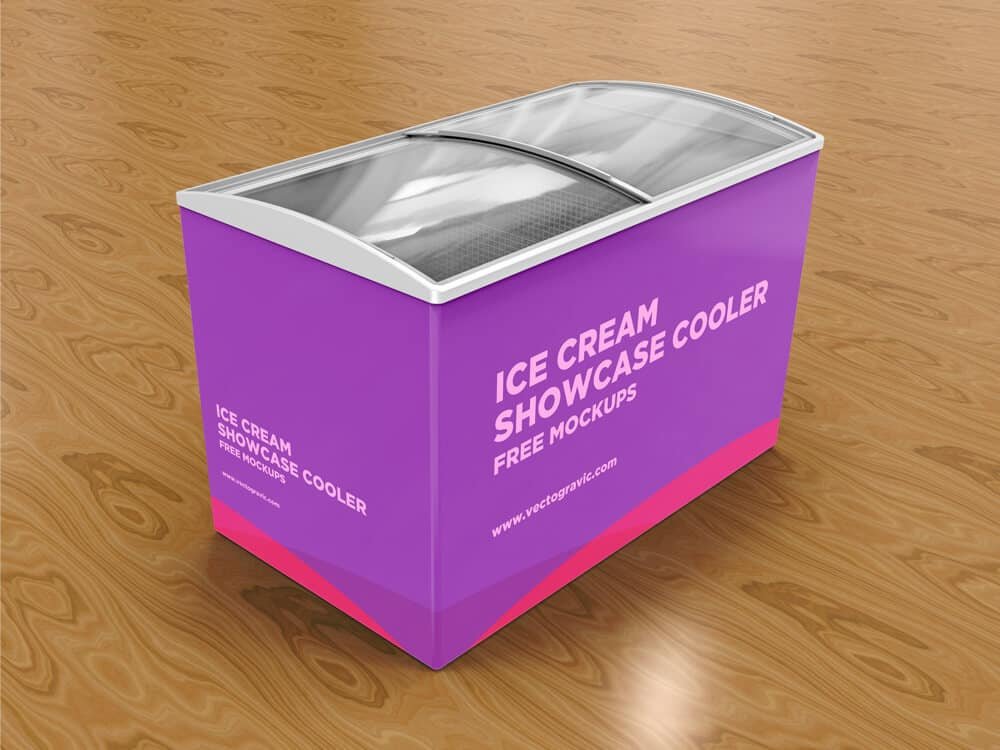 Ice Cream Showcase Cooler Mockups