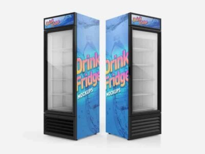 Free Drink Fridge Refrigerator Mockups
