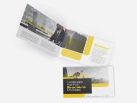 Landscape Half Fold Brochure Mockups