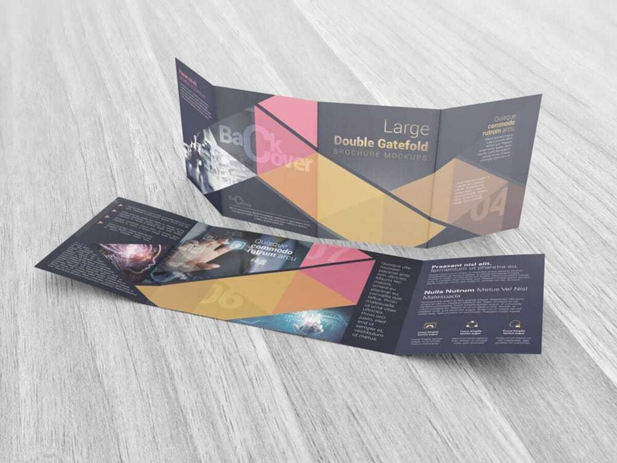 Large Double Gate Fold Brochure Mockups 05