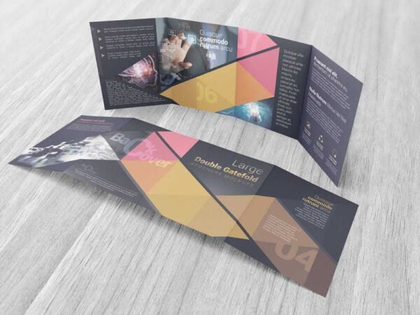 Large Double Gate Fold Brochure Mockups 06
