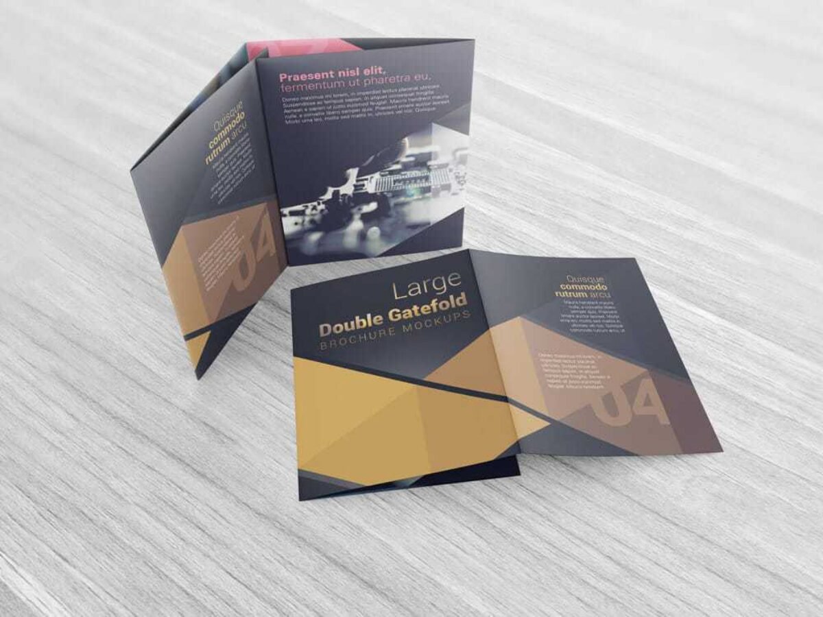 Large Double Gate Fold Brochure Mockups 08