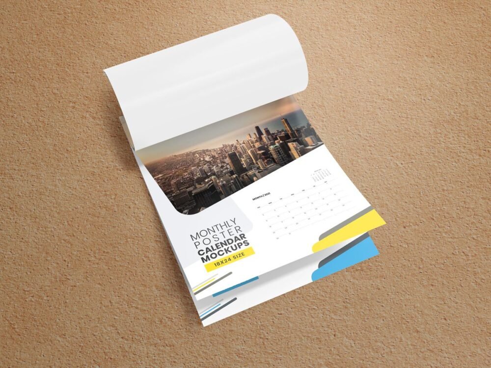  Monthly Poster Calendar Mockups 18×24 Size 