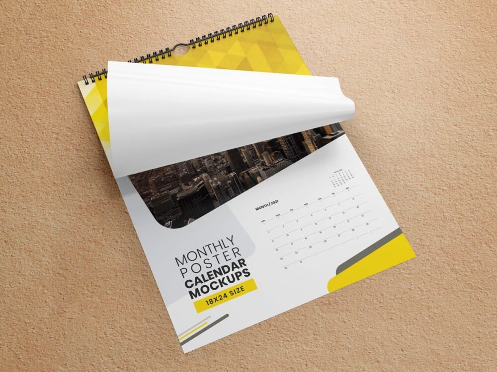  Monthly Poster Calendar Mockups 18×24 Size 