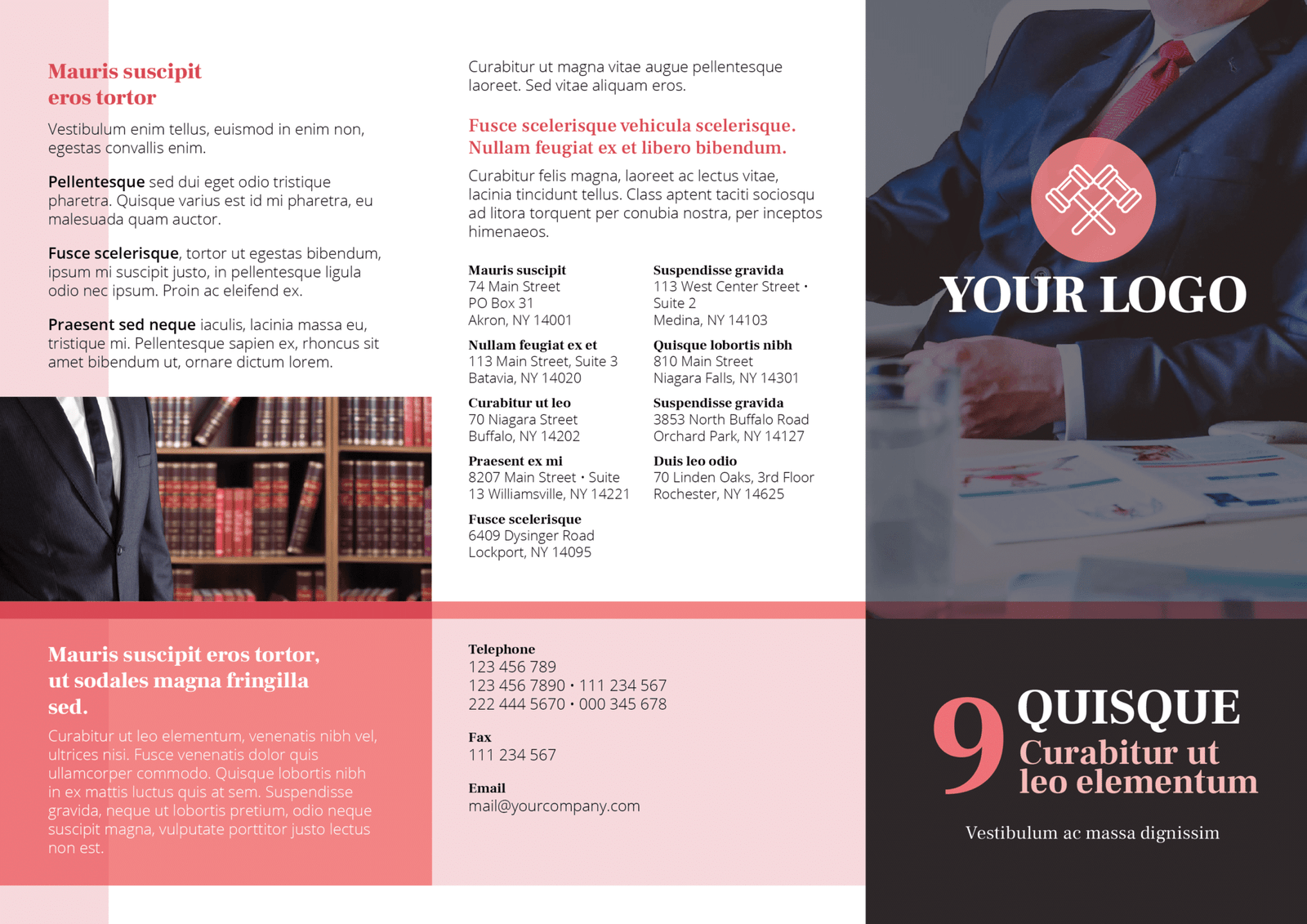 Attorney & Law Tri fold Brochure Template - Outside