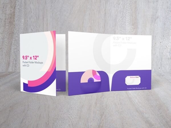 Pocket Folder Mockups with CD 9.5- x 12