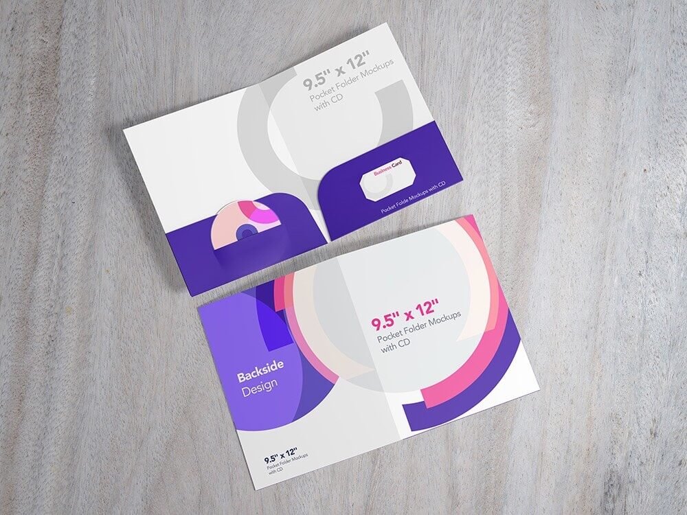  Pocket Folder Mockups with CD 9.5- x 12 