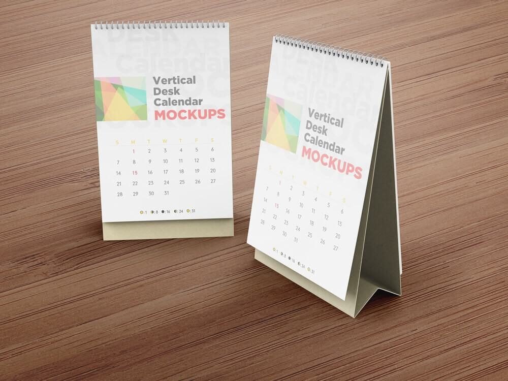  Realistic Vertical Desk Calendar Mockups 