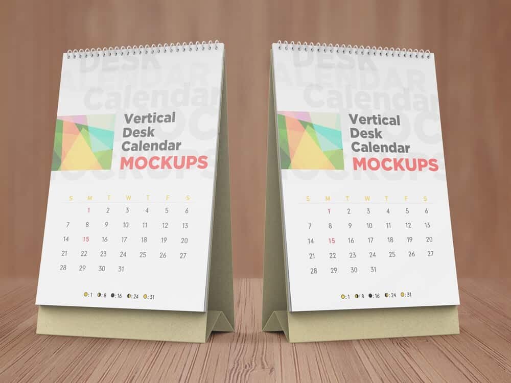  Realistic Vertical Desk Calendar Mockups 