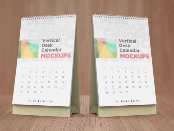 Realistic Vertical Desk Calendar Mockups