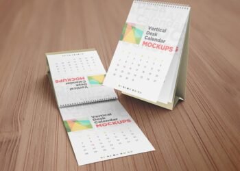 Realistic Vertical Desk Calendar Mockups