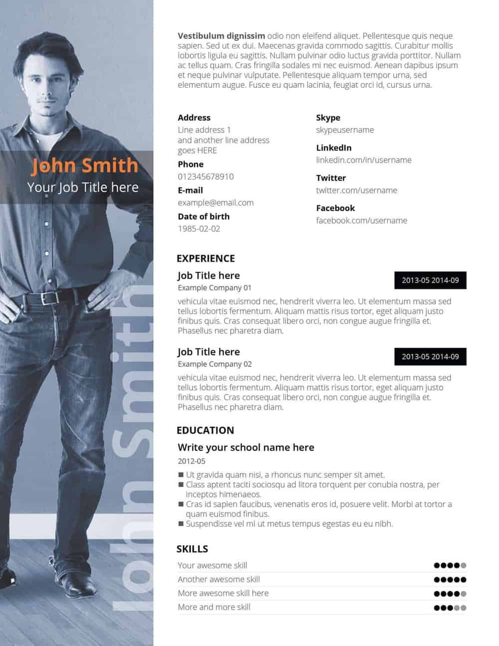 Free PSD Resume Templates