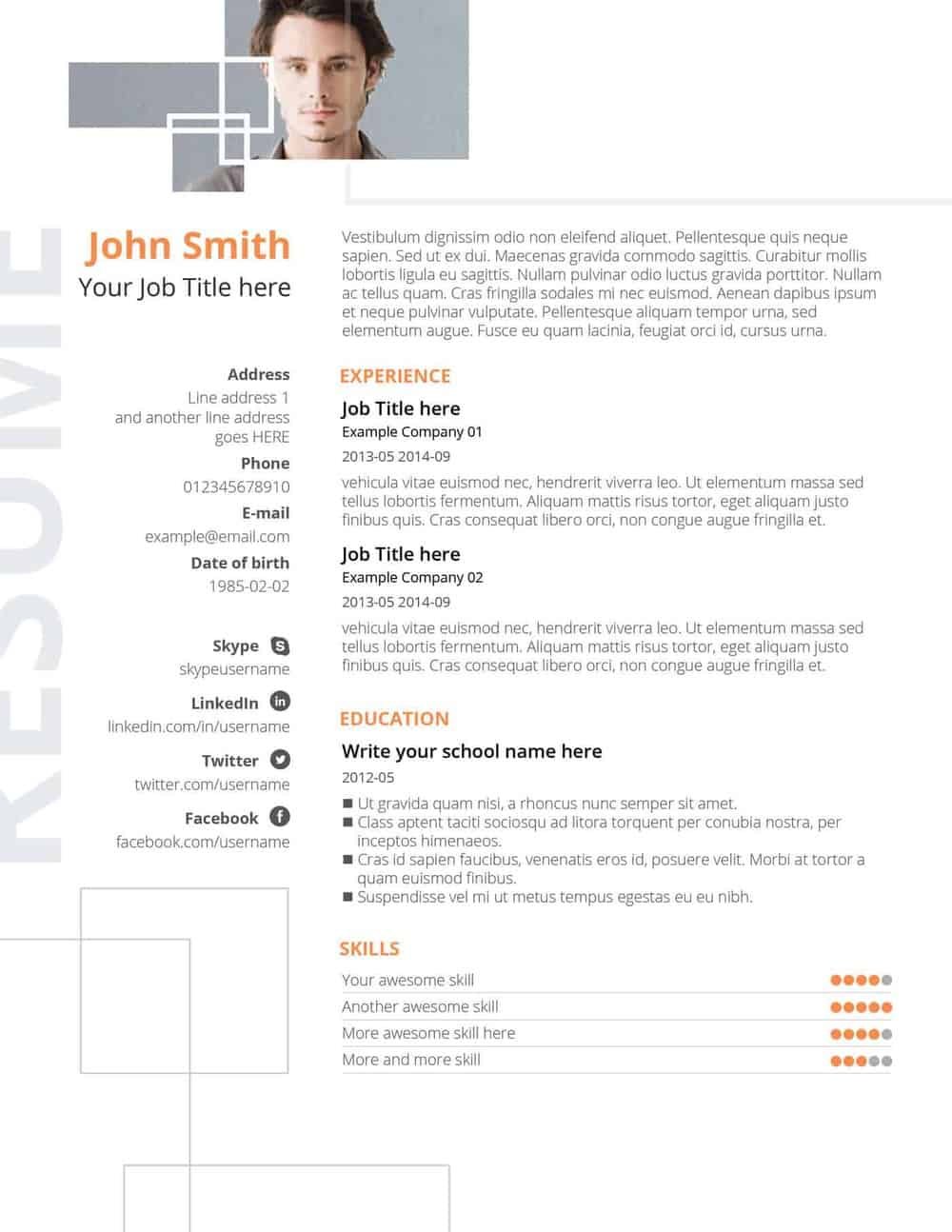 Free PSD Resume Templates