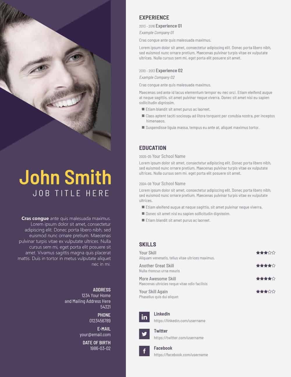 Free PSD Resume Templates