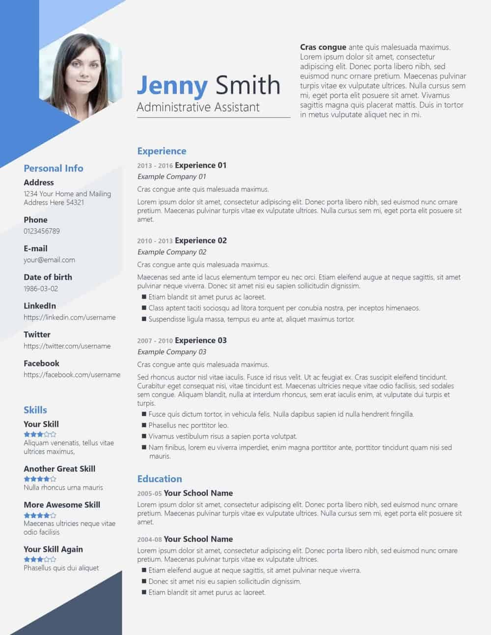 Free PSD Resume Templates