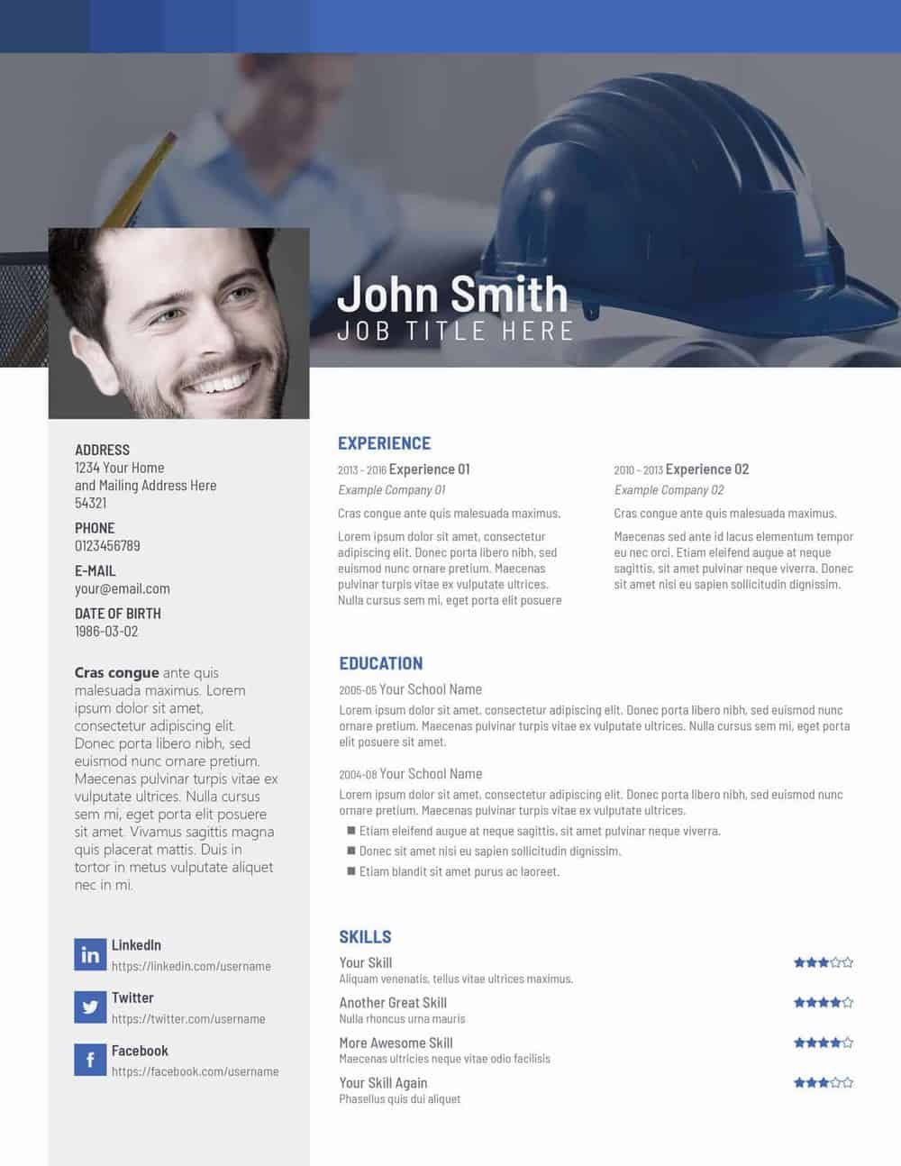 Free PSD Resume Templates