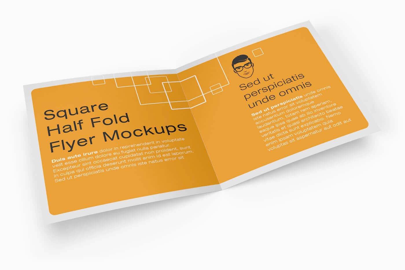 Square Half Fold Brochure Mockups