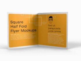 Square Half Fold Brochure Mockups