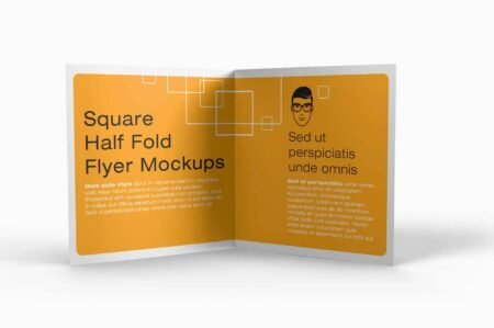 Square Half Fold Brochure Mockups