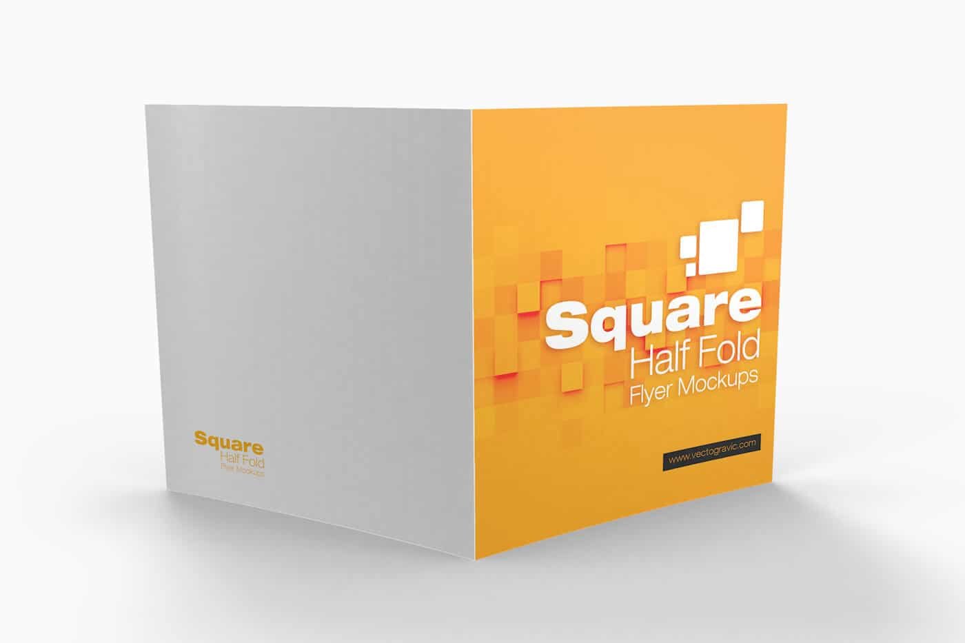 Square Half Fold Brochure Mockups