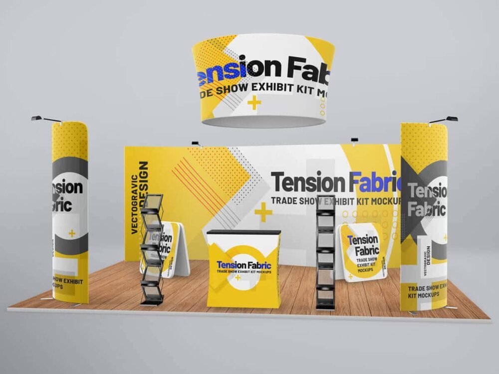  Tension Fabric Trade Show Exhibit Kit Mockups 