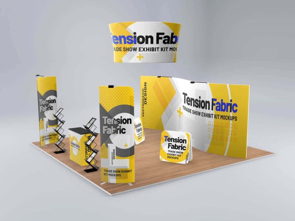  Tension Fabric Trade Show Exhibit Kit Mockups 