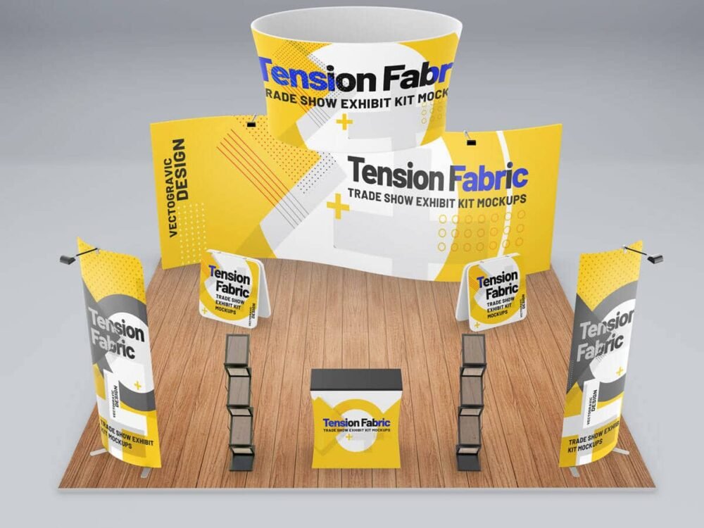  Tension Fabric Trade Show Exhibit Kit Mockups 